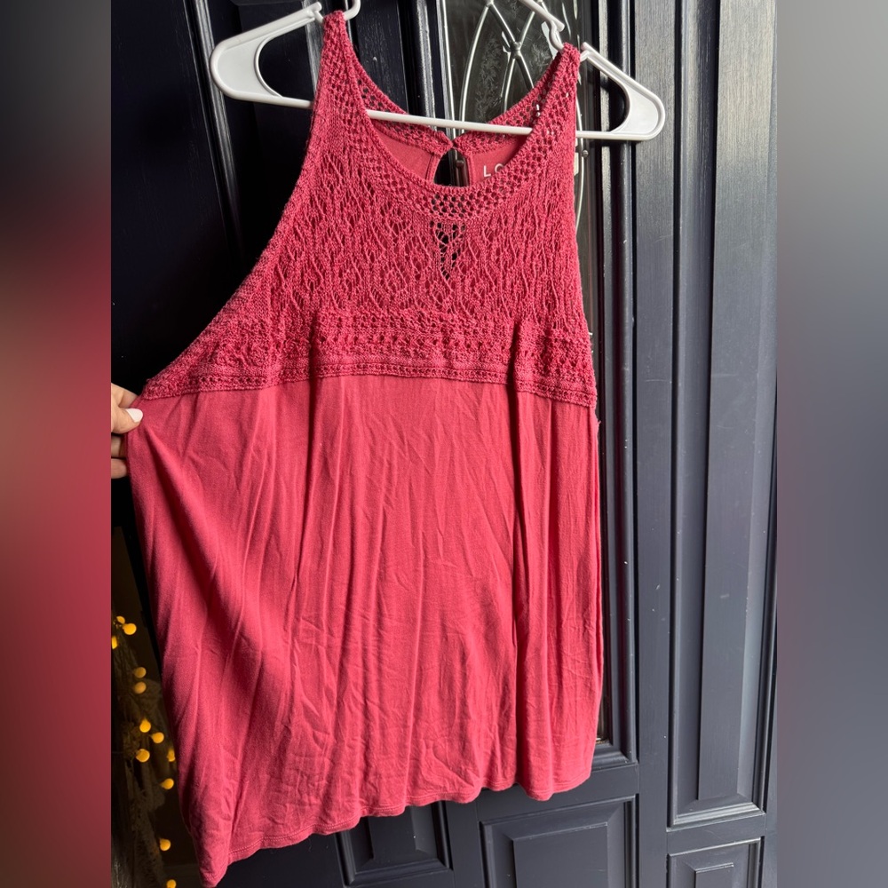 LOFT Pink Lace Tank Top